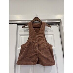 Whistle Stop Womens 11 Vintage Brown Waistcoat Corduroy Vest Western Cowboy 70s